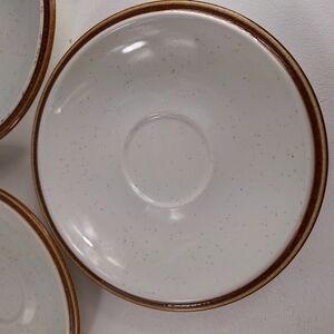 Mikasa Natural Beauty Vintage Ceramic Saucer with Brown Rim C9000 Set Of 3 Japan